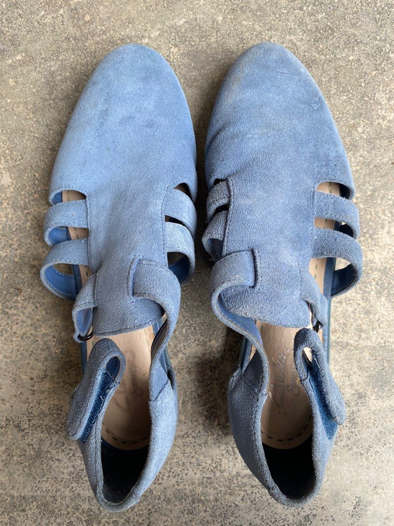 Clarks blue suede sandals outlet
