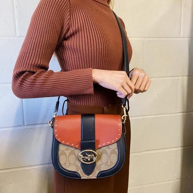 Coach Georgie Saddle Bag In Colorblock Signature Canvas Women Crossbody Sling Shoulder Bag S 149 Women s Fashion Bags Wallets Cross body Bags on Carousell