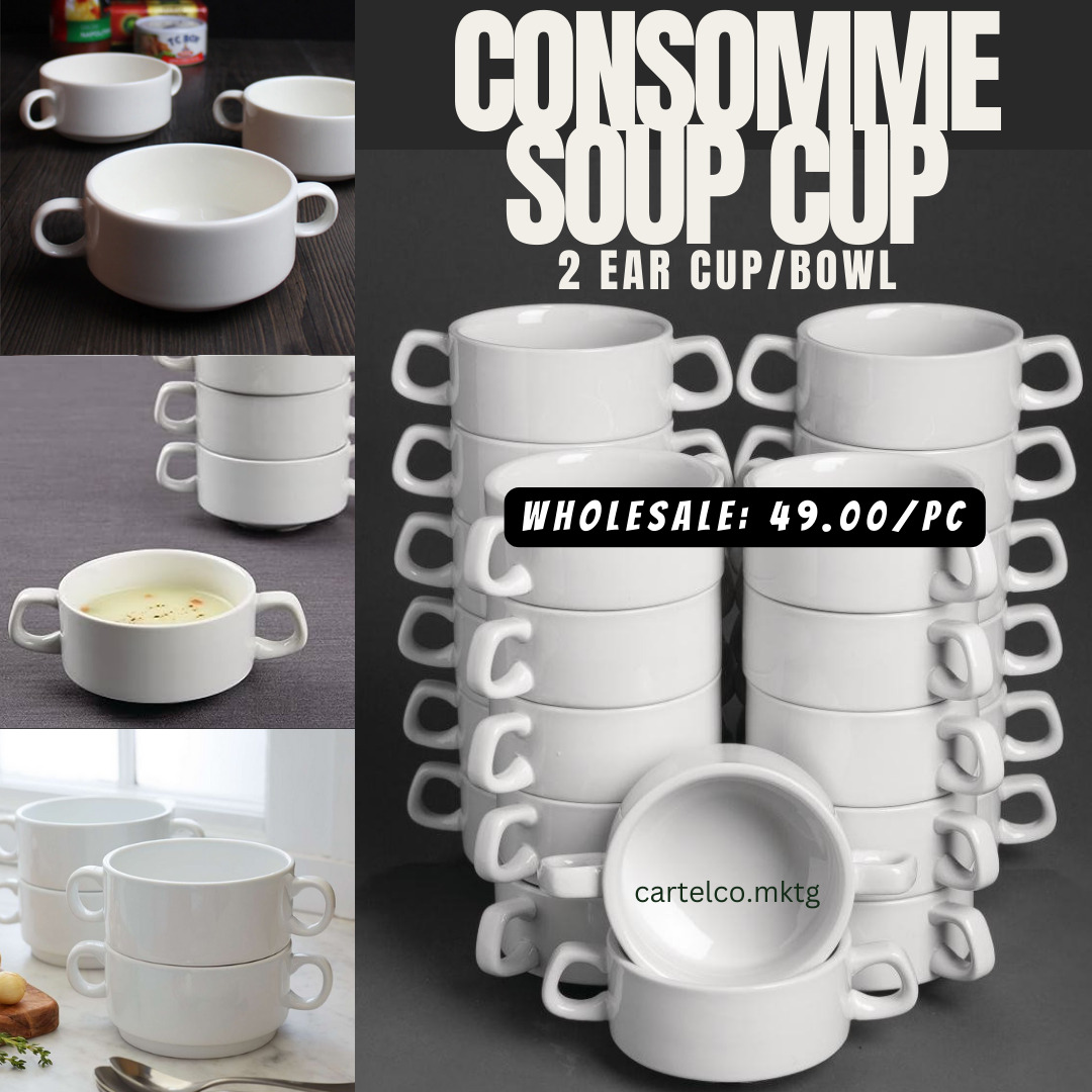 Consomme cup, soup cup, double ear bowl , two ear cup white Sale 49.