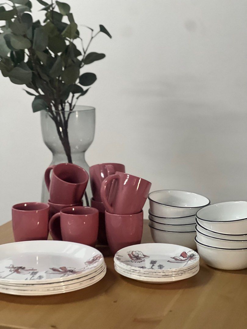 Set pinggan Corelle Furniture Home Living Kitchenware