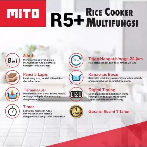 (dari Jogja) BARU Mito Rice Cooker Multifungsi 8in1 R5+ on Carousell