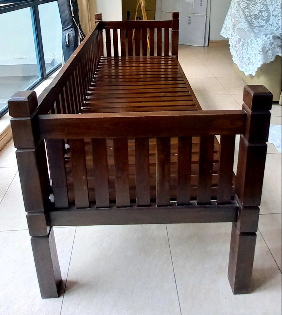 Dark Wood Sofa Frame with Sofa mattress, Furniture & Home Living