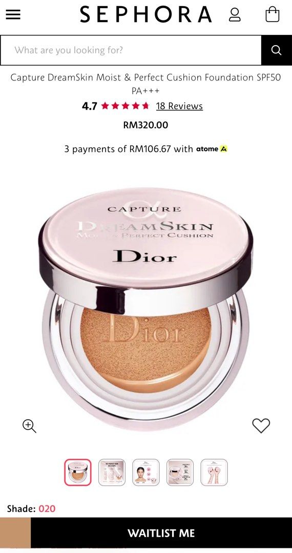 Dior DreamSkin Moist and Perfect Cushion 020 Beauty Personal