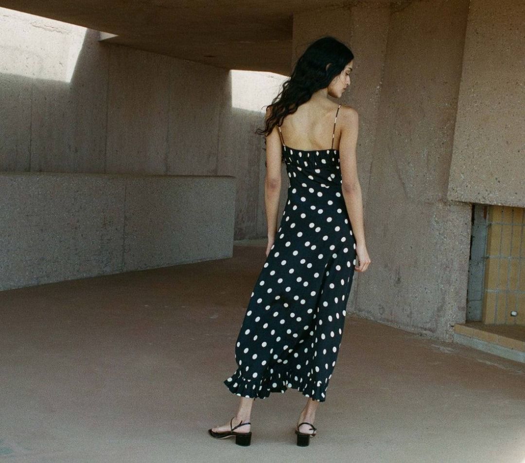 DOEN Rosaria Silk-Viscose Midi Dress | Black white polka dot, Women's  Fashion, Dresses & Sets, Dresses on Carousell