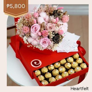 Elegant flower chocolate Ferrero box arrangement