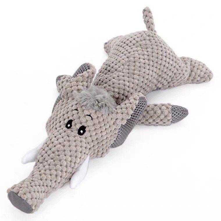 Elephant dog toy deals with squeaker