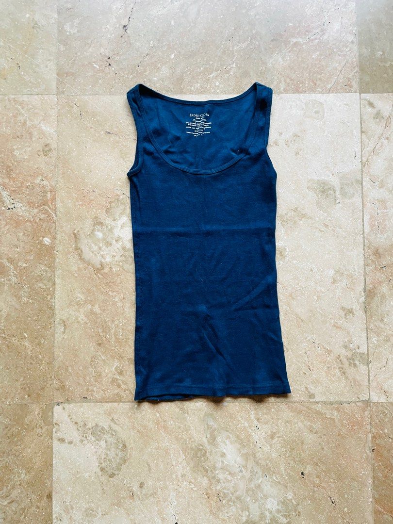 Faded Glory Tank Top Blue Women s Fashion Tops Sleeveless on