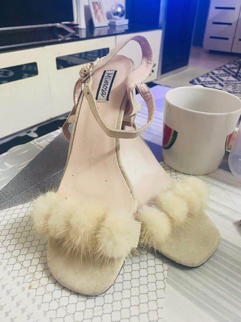 Nude on sale fluffy heels