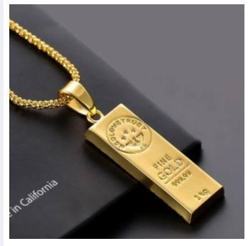 Mens gold bar deals necklace