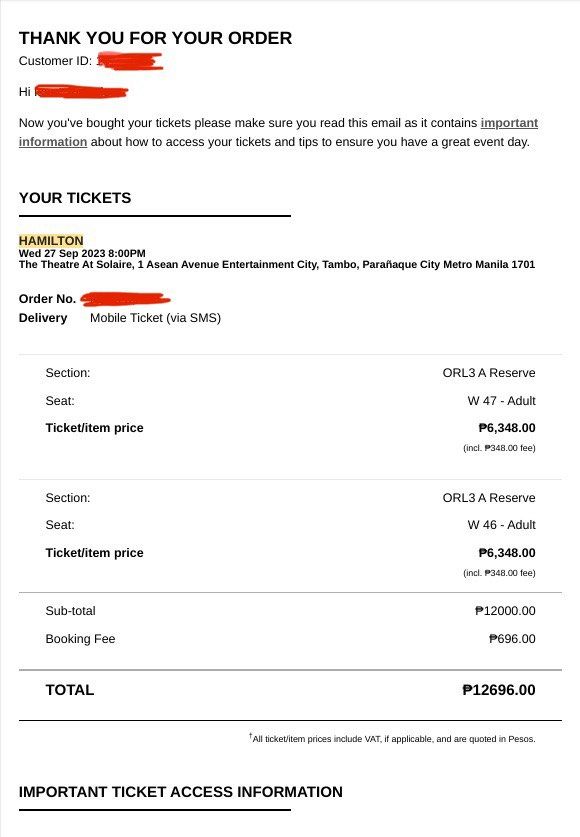 Hamilton, The Theatre at Solaire Tickets, Tickets & Vouchers, Event