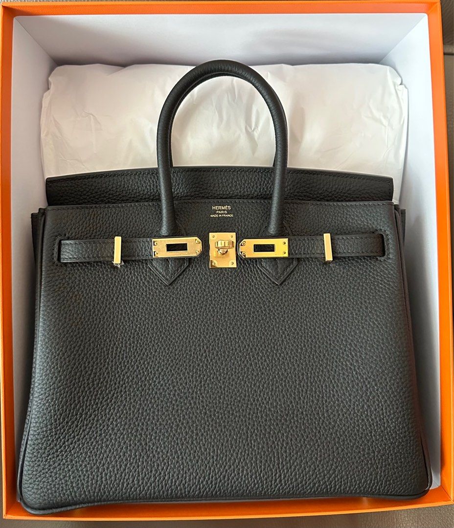 HERMES Birkin 25 Black Handbag Togo leather Black Noir Used Women GHW B  2023