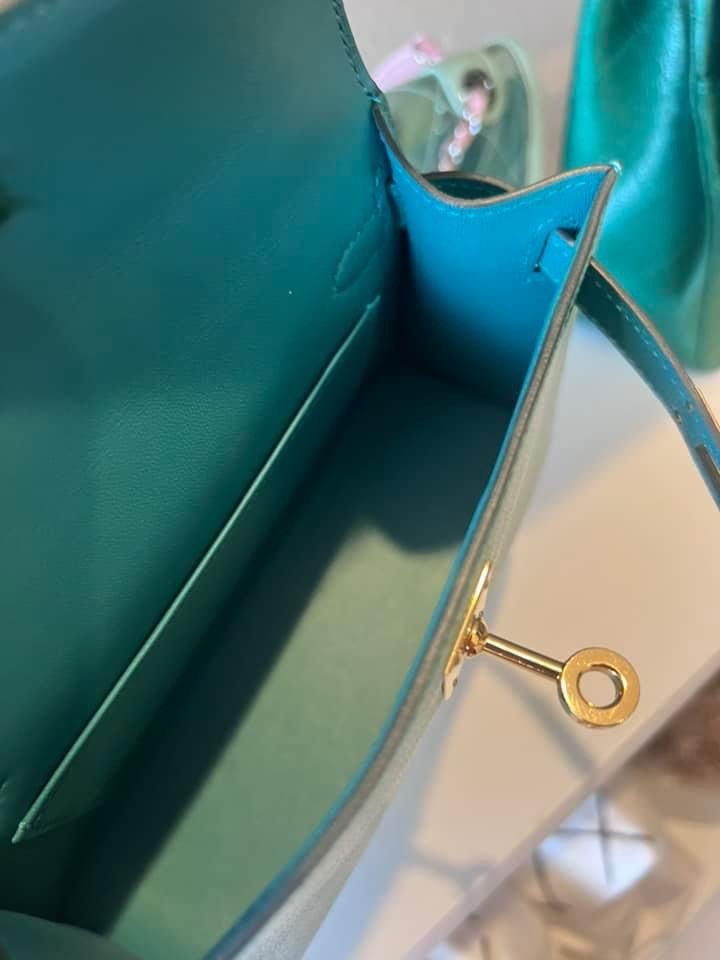 Hermès Vert Titien Verso Sellier Kelly 20cm of Chevre Leather with