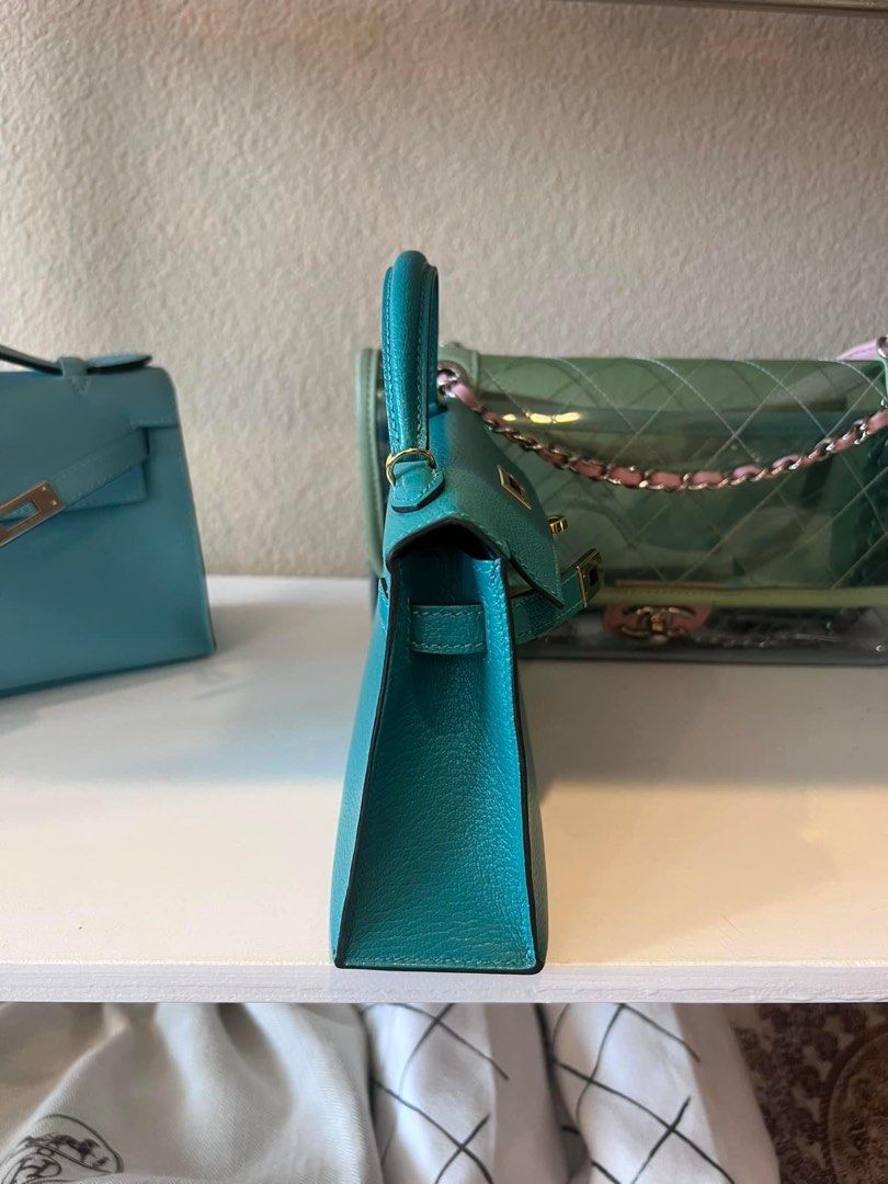 Hermès Vert Titien Verso Sellier Kelly 20cm of Chevre Leather with