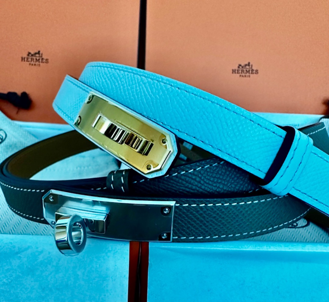 Hermes Kelly 18 Belt in Gold Epsom PHW - free size