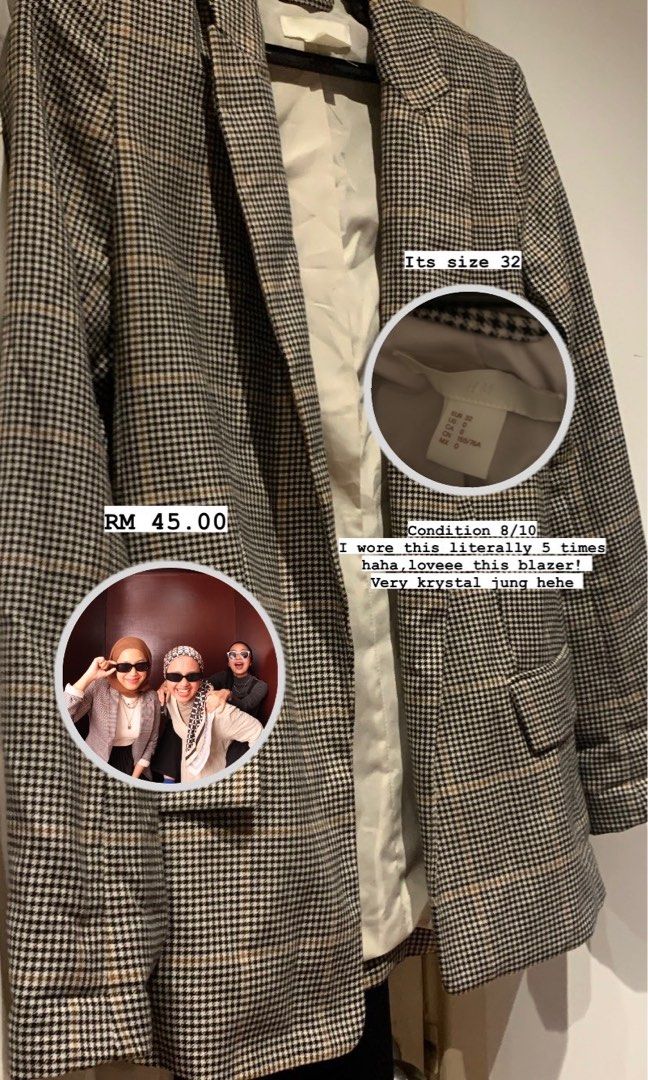 H&m checked blazer sale
