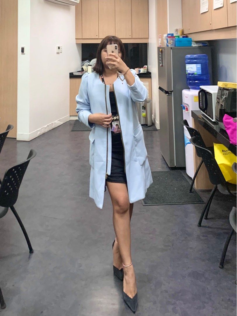 H M sky blue Dress Coat Jacket Women s Fashion Coats Jackets