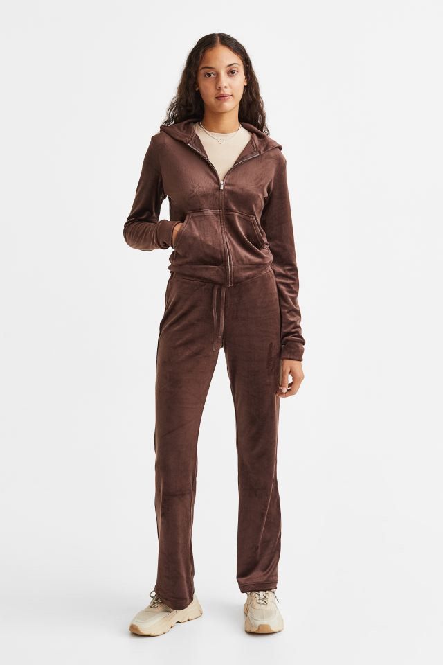 H M Velour Zip Through Hoodie