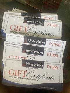 Ideal Vision  Gift Certificate GC 1K Less 25 % Off 750 No Expiration 
