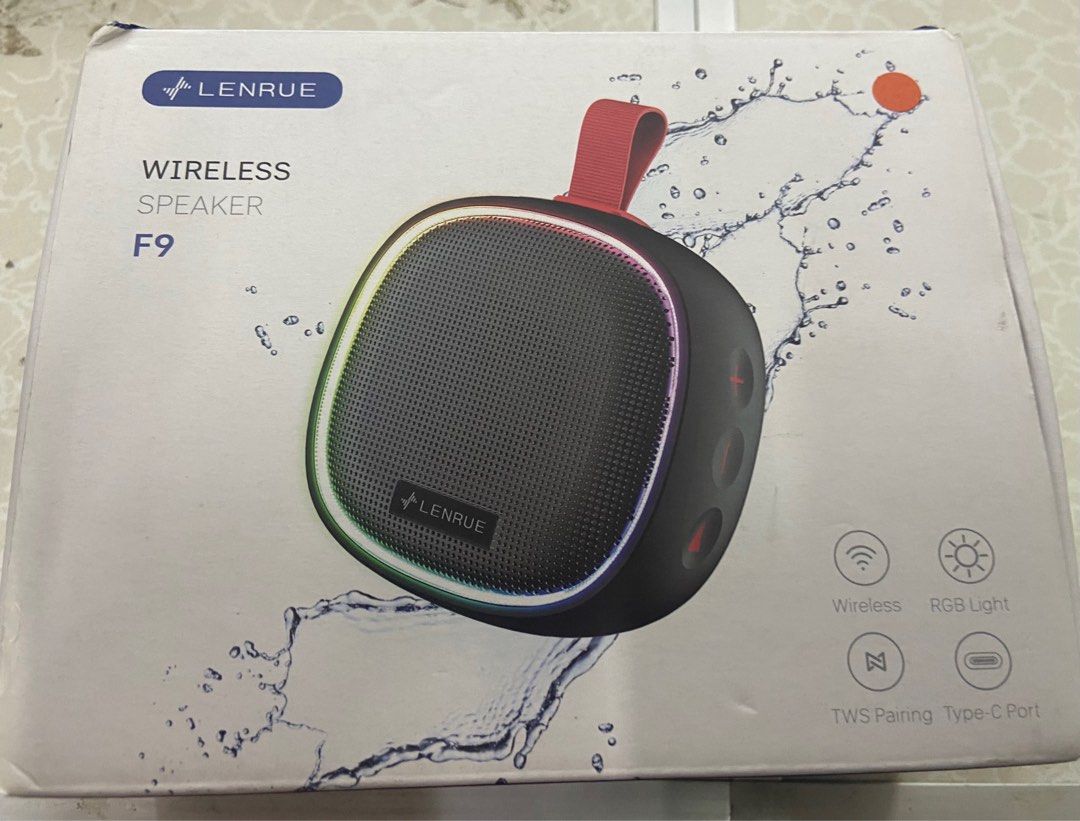 IPX7 Waterproof Portable Speaker with TWS RGB Lights, Wireless for