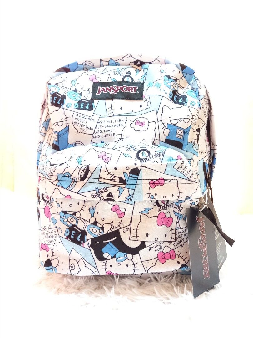 Jansport Medium Backpack White Hello Kitty Women s Fashion Bags Wallets Backpacks on Carousell