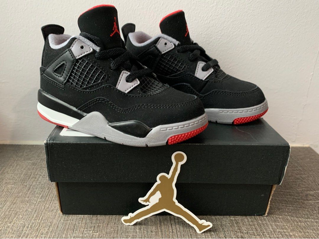 Jordan 4 Retro Bred 2019 TD Toddler 9C Babies Kids Babies