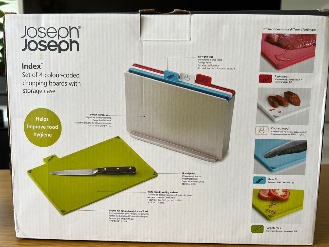 Joseph joseph cutting board 4 colour coded with storage case furniture
