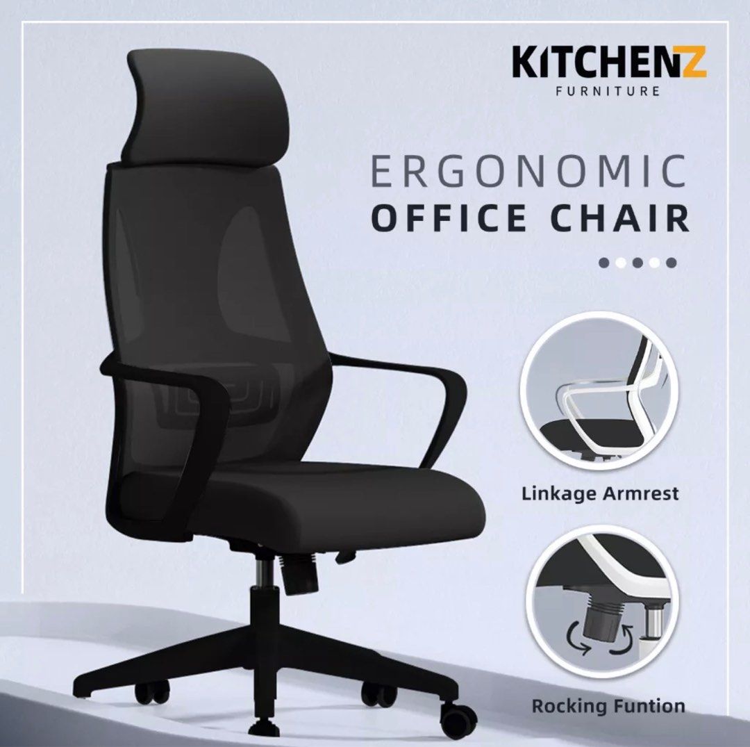 KitchenZ Office Chair Ergonomic, Furniture & Home Living, Furniture
