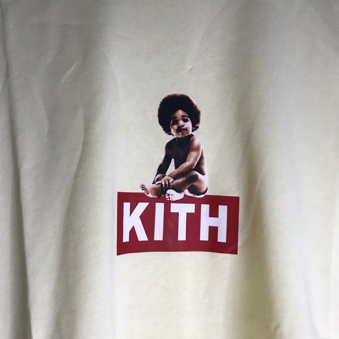Kith x Biggie Box Logo Beige Tee, Men's Fashion, Tops & Sets