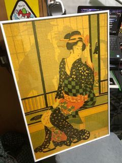 Large vintage geisha puzzle wall frame art print