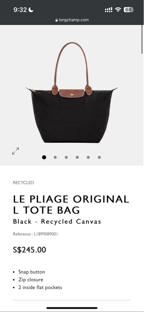 Le Pliage City L Tote bag Black - Canvas (L1899HYQ001)