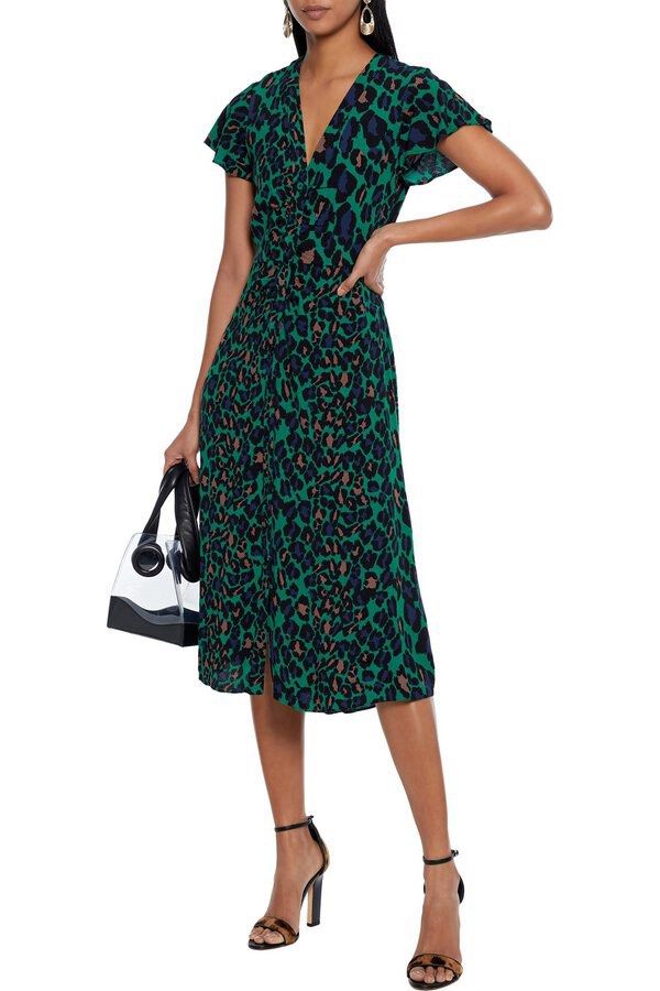 Like new Diane von Furstenberg DVF Cecelia ruched midi dress in 00