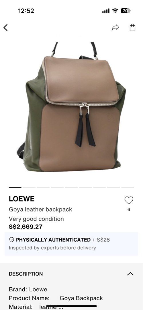 Goya leather backpack Loewe Pink in Leather - 12080467