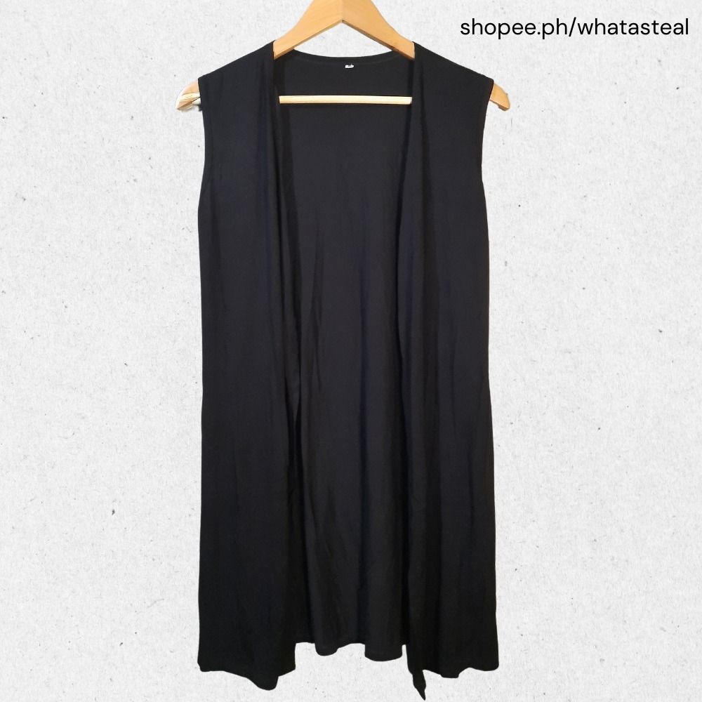 Long black flowy vest