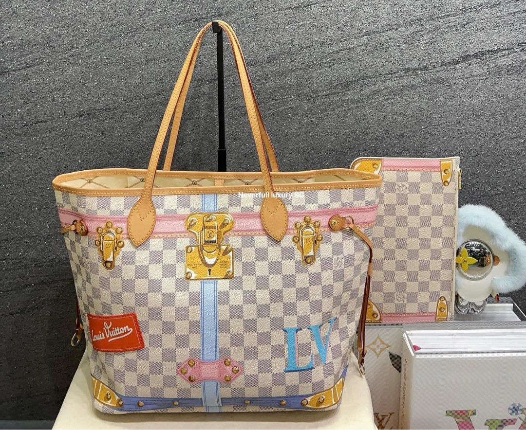 Unboxing Authenticating Shipping a Louis Vuitton 2018 Summer Trunks Damier  Azur Neverfull MM Bag 