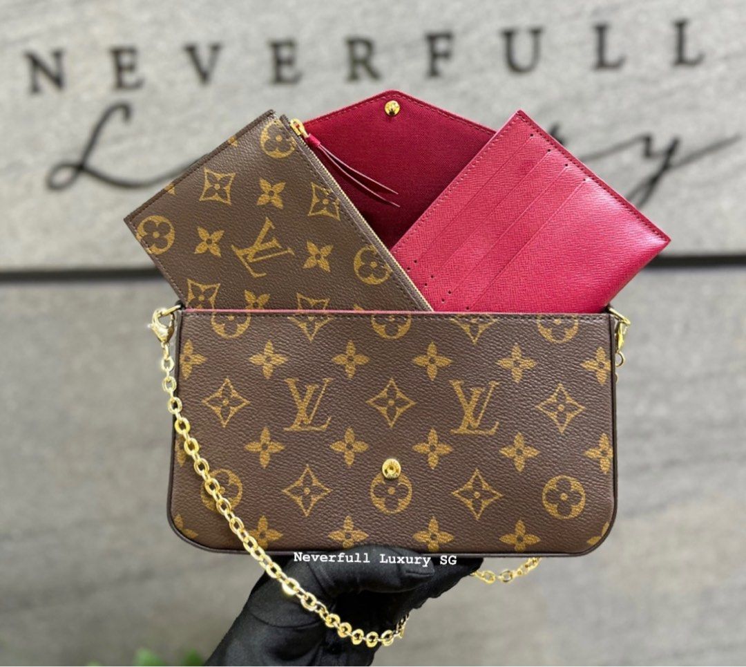Louis Vuitton Pochette Felicie Monogram Fuschia Pink in Calf Leather with  Gold-tone - US