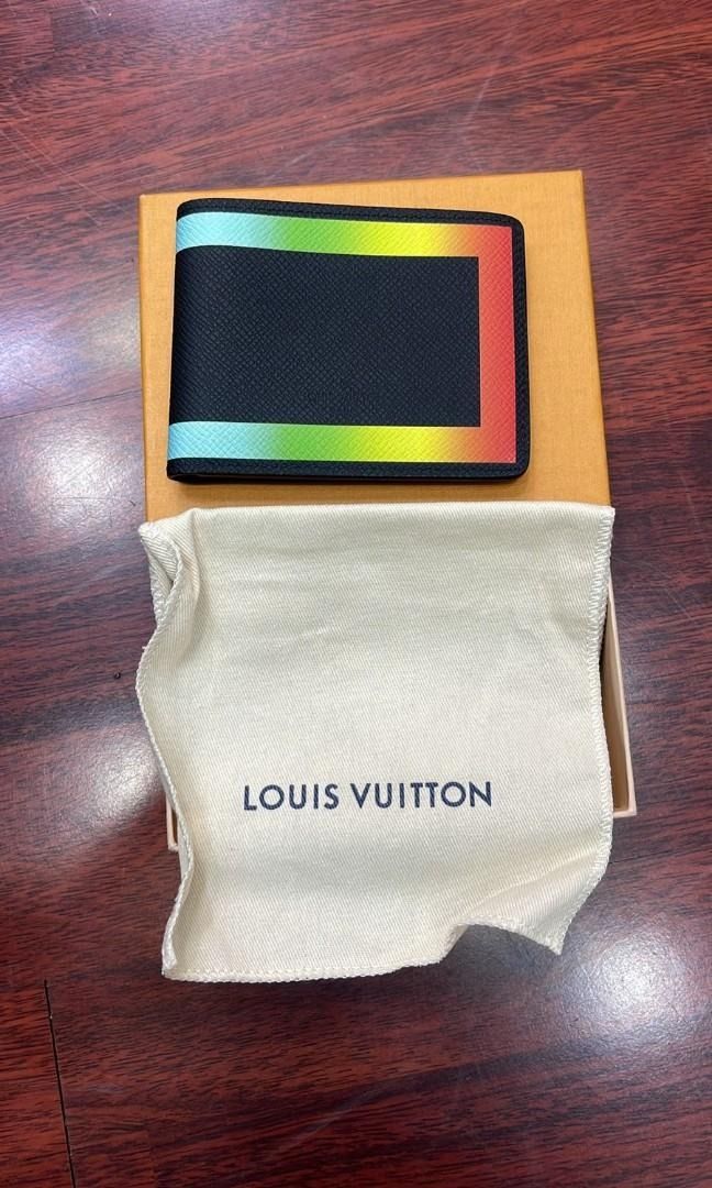 Pre-owned Louis Vuitton Slender Wallet Taiga Black/rainbow