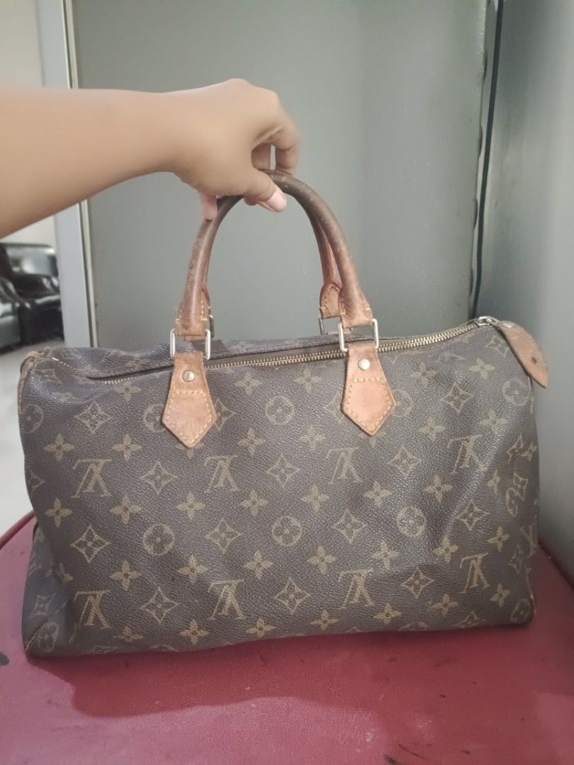 Preloved Tas LV Speedy kulit asli full color lengkap nomor seri