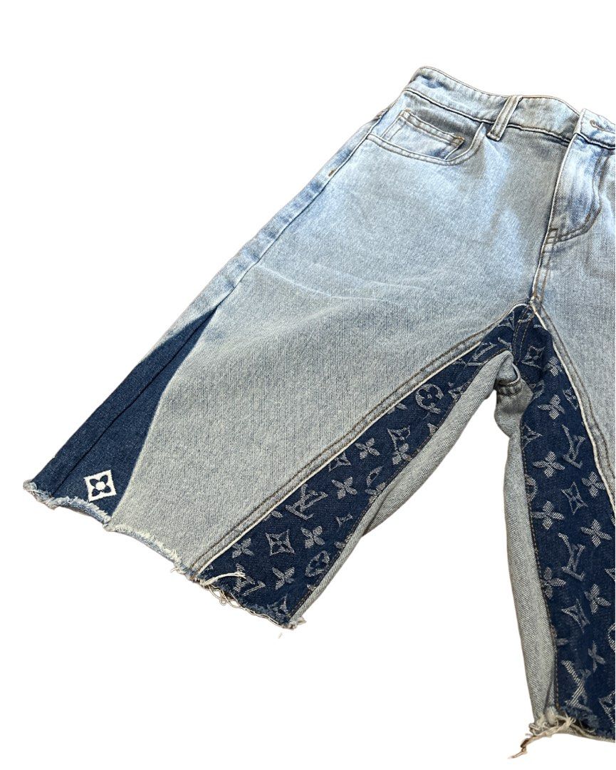 LV LOUIS VUITTON Ripped Denim Shorts