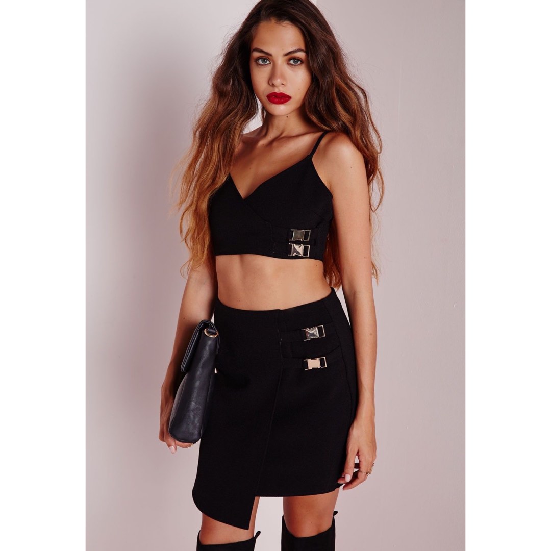 Missguided Wrap Over Buckle Detail Mini Skirt Women s Fashion Bottoms Skirts on Carousell