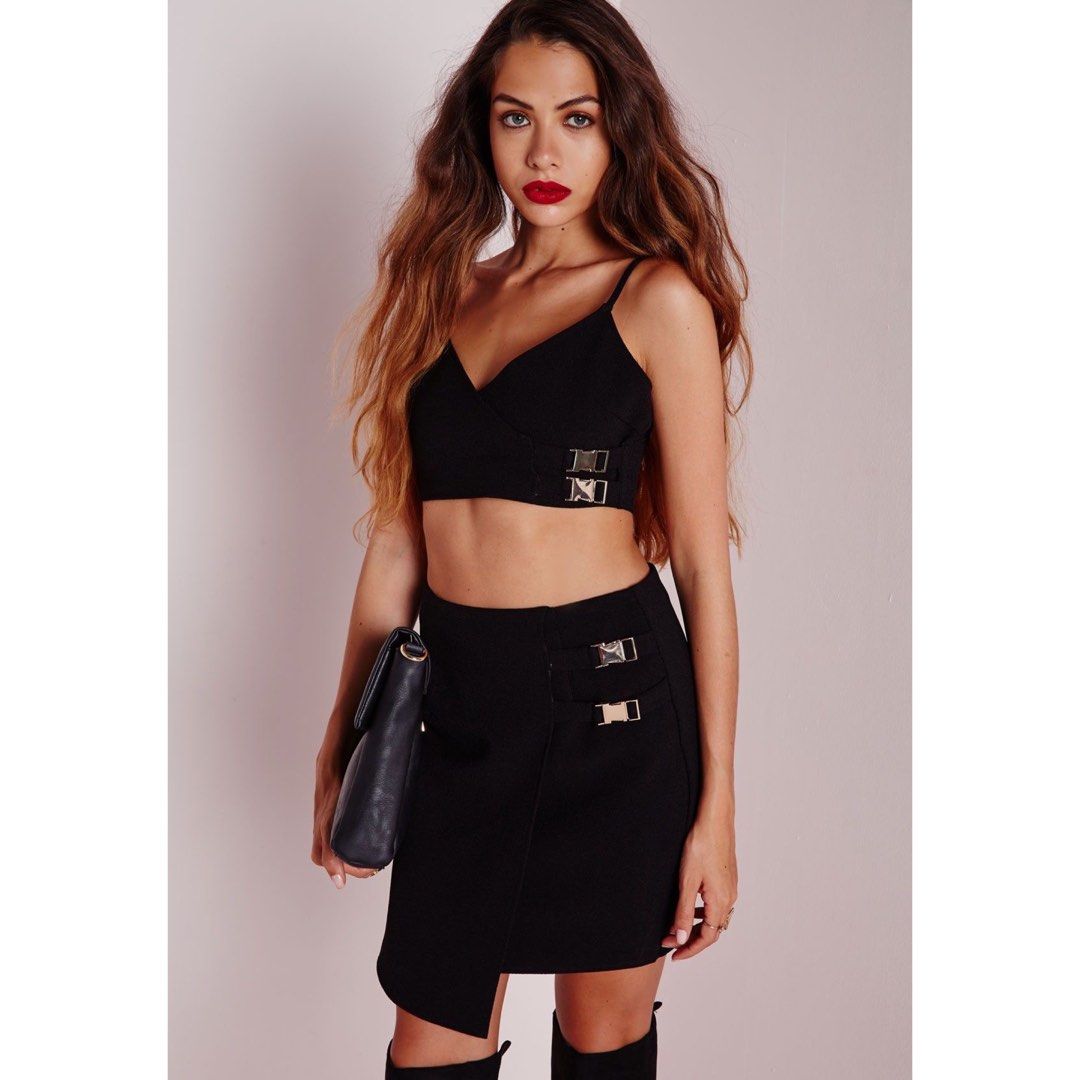 Missguided Wrap Over Buckle Detail Mini Skirt Women s Fashion Bottoms Skirts on Carousell