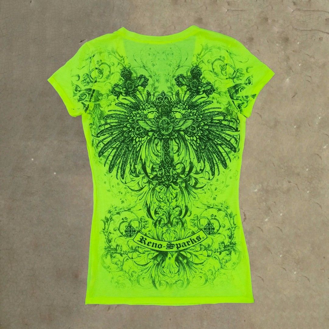 Neon Green Cyber Y2k Top, Women's Fashion, Tops, Shirts on Carousell