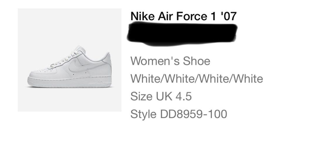 Nike air force best sale 1 07 size guide