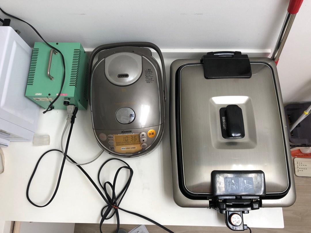 Nissyo Transformer voltage converter 1500W + Tiger electric grill skillet hot plate takoyaki