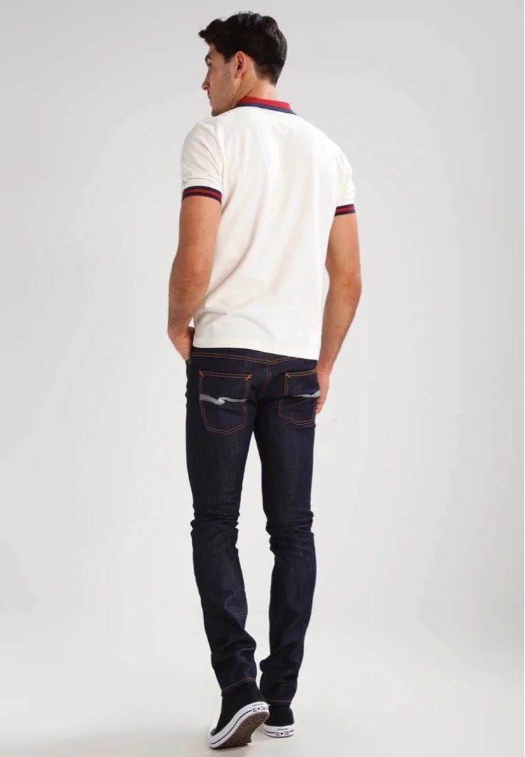 Nudie jeans Thin Finn dry ecru embo, 他的時尚, 褲子, 牛仔褲在旋轉拍賣