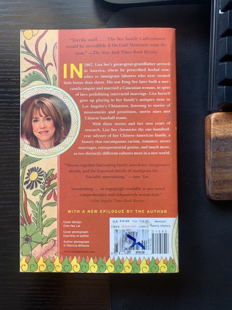 On Gold Mountain - Lisa See (Paperback, Good Condition) (Category: Storybooks) located in Manila. Submitted by teej8 (Listing ID 1248949236, Image 2). Description: On Gold Mountain by Lisa See is a captivating historical non-fiction book that chronicles her family’s journey and experiences as Chinese immigrants in the United States. Same author as Shanghai Girls, Snow Flower, the Secret Fan. P85 RFS: Decluttering Pm for inquiries or photo request