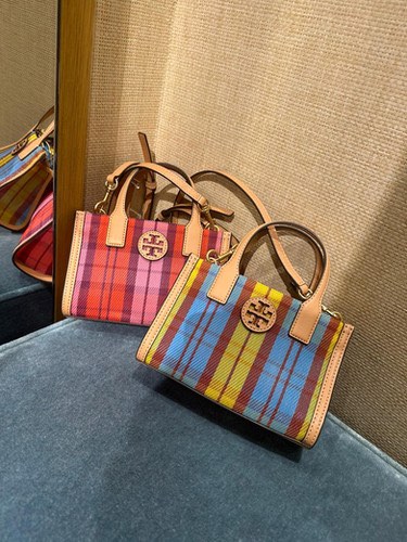 Tory burch ella plaid sale tote