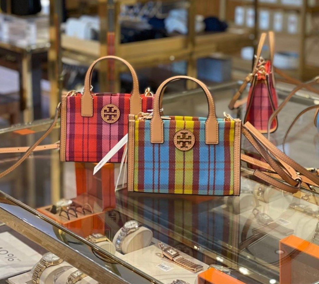 ORIGINAL TORY BURCH MINI ELLA PLAID TOTE