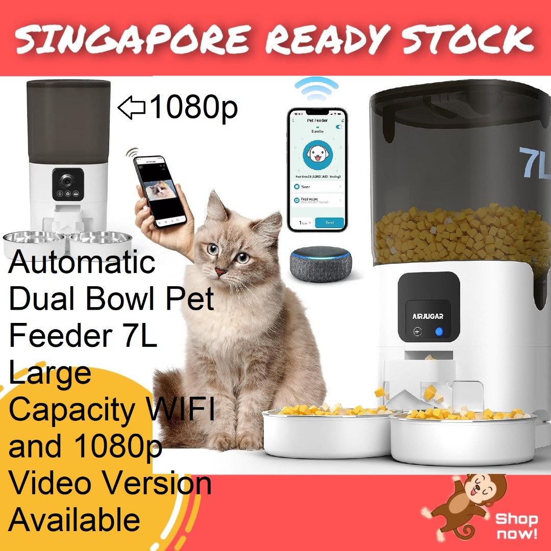 PAPIFEED Automatic Pet Feeders for 2 Pet 7L Automatic Dual Tray Pet