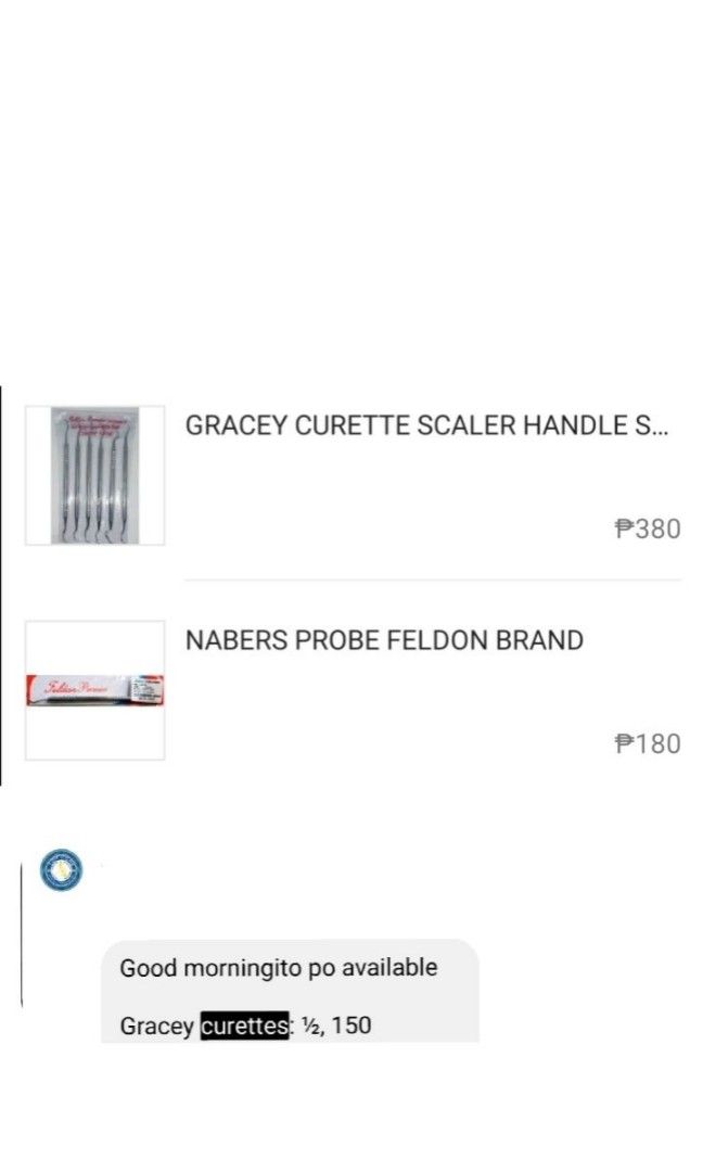 Perio Arma Gracey Curettes and Naber, Health & Nutrition, Medical ...