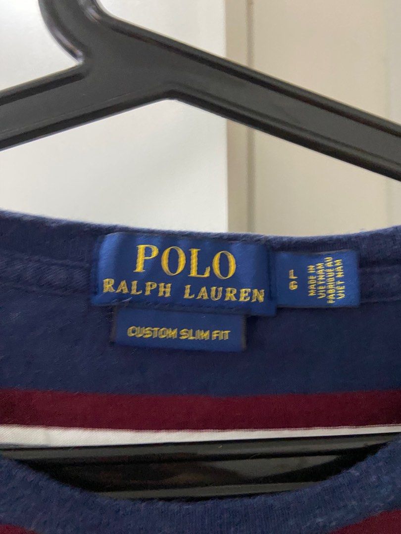 POLO Ralph Lauren Striped Crew Neck (Category: Tshirts & Polo Shirts ) located in Paranaque City. Submitted by santasworkshop (Listing ID 1248973701, Image 2). Description: Excellent condition, barely used L on tag but fits like a small 21.5 W x 26H Guaranteed authentic (bought in 6PM.com) .